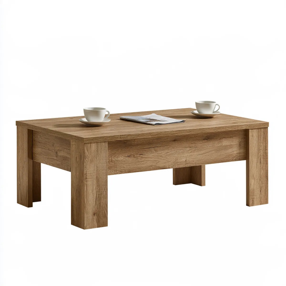 Rectangular Oak Particleboard Coffee Table, 43.31 x 23.62 x 18.11 in