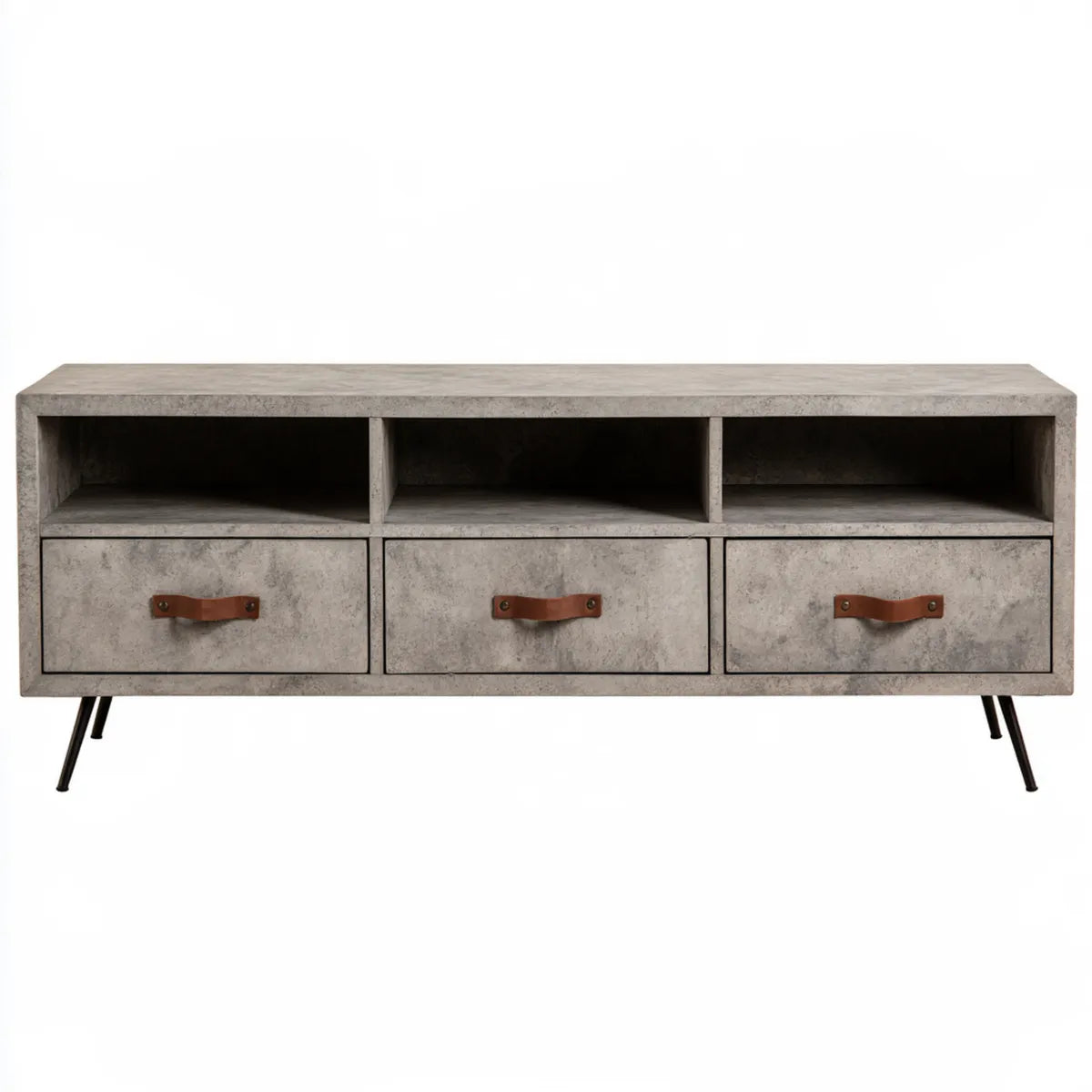 60 x 15.75 x 20 in Gray MDF TV Stand Media Console with 3 Drawers and 3 Open Shelves