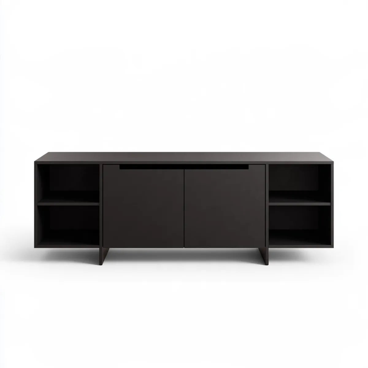 Black Particleboard TV Stand Media Console, 70.9 x 15.7 x 23.6 in