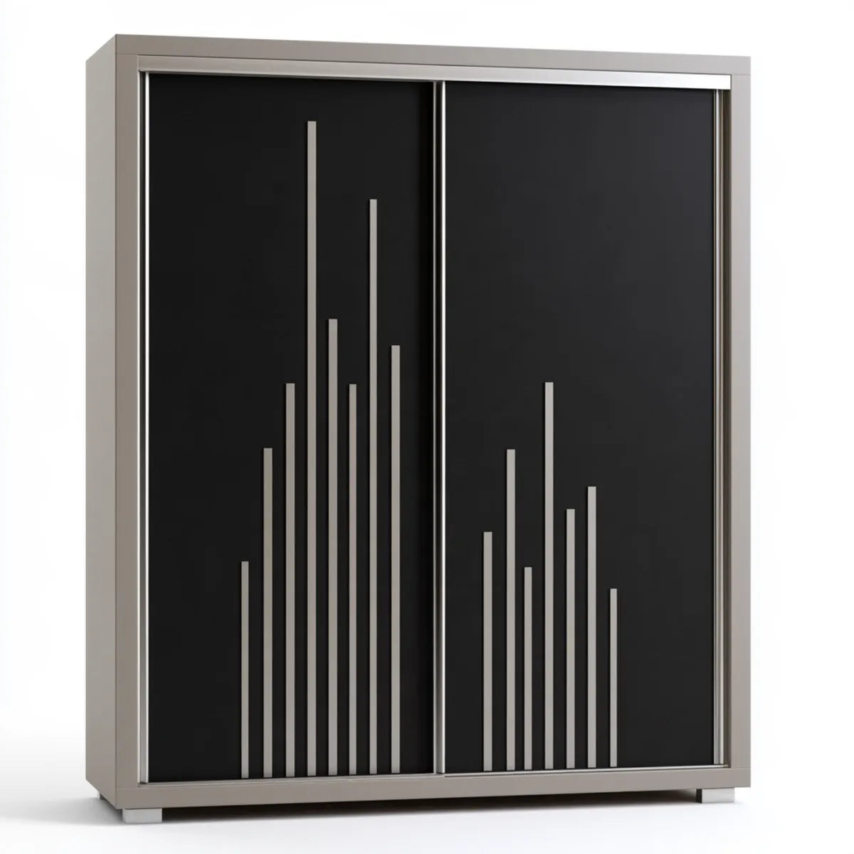 2-Door Sliding Wardrobe, 47.2 W x 23.6 D x 78.7 H in, Black and Gray MDF