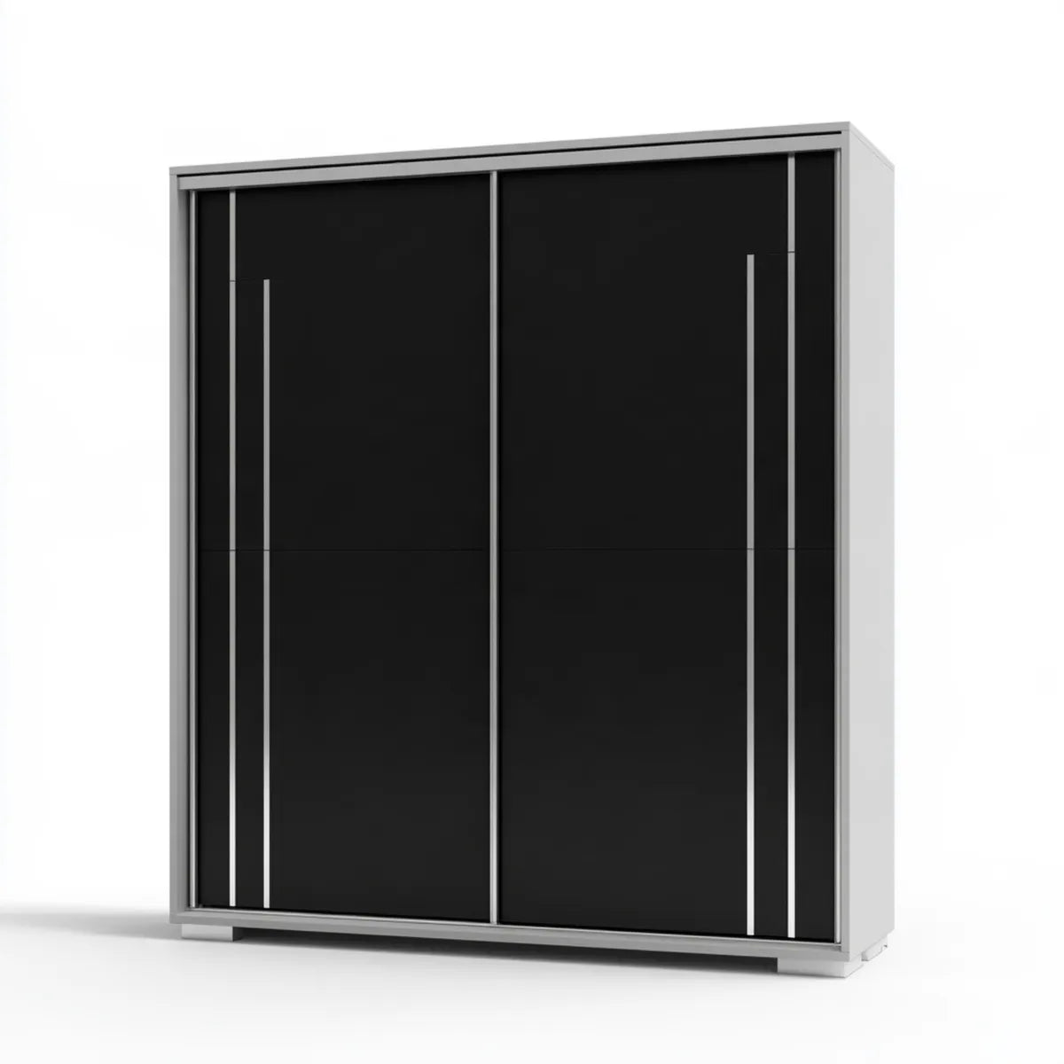 2-Door Sliding Wardrobe, 70.9 x 23.6 x 78.7 in, Black and Gray Engineered Wood Closet Cabinet