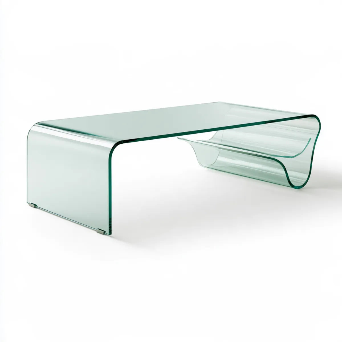 Clear Glass Coffee Table with Magazine Shelf, 47.2 x 23.6 x 15.7 in