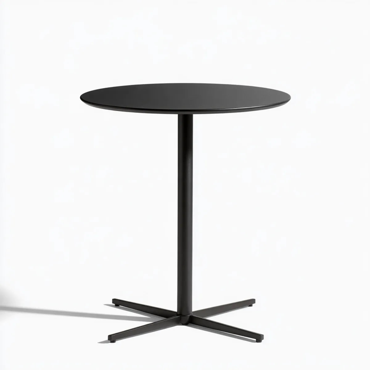 Round Black Steel Bar Table, 27.56 in. Diameter x 41.34 in. H, Powder-Coated Pedestal Base