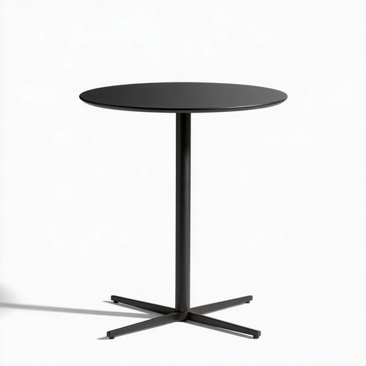 Round Black Steel Bar Table, 27.56 in. Diameter x 41.34 in. H, Powder-Coated Pedestal Base
