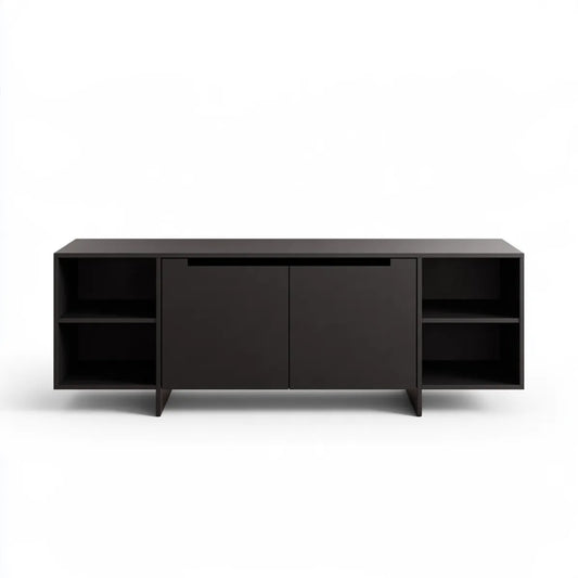 Black Particleboard TV Stand Media Console, 70.9 x 15.7 x 23.6 in